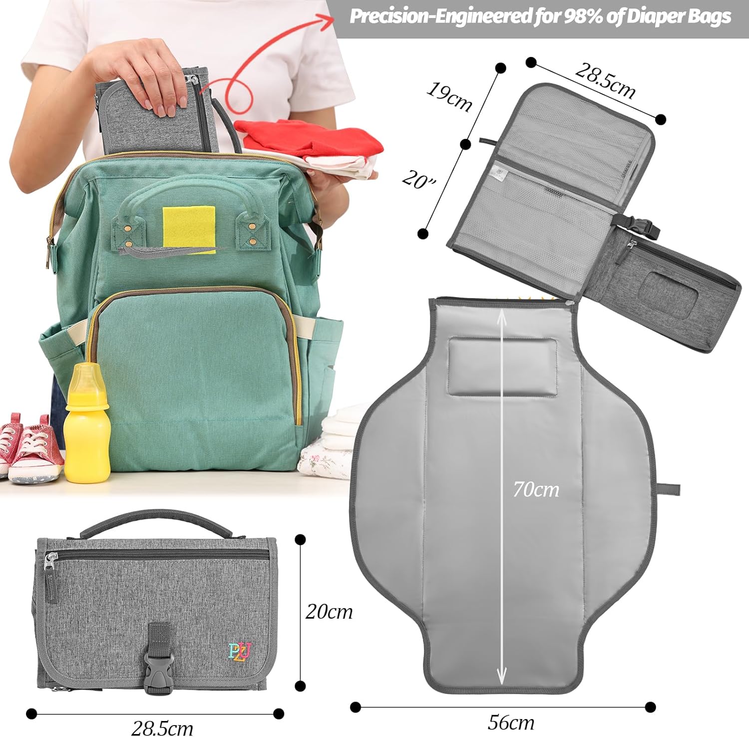 Detalle 2 de Portable Baby Changing Mat with Wipe-Pocket and Head Cushion
