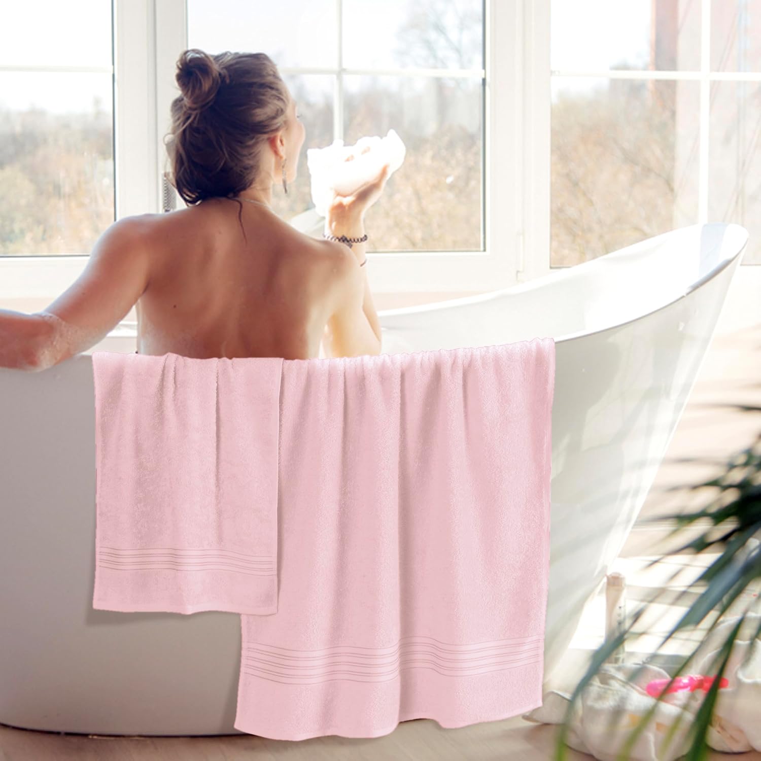Detalle de BOUTIQUO Cotton Towel Set, 6-Pack