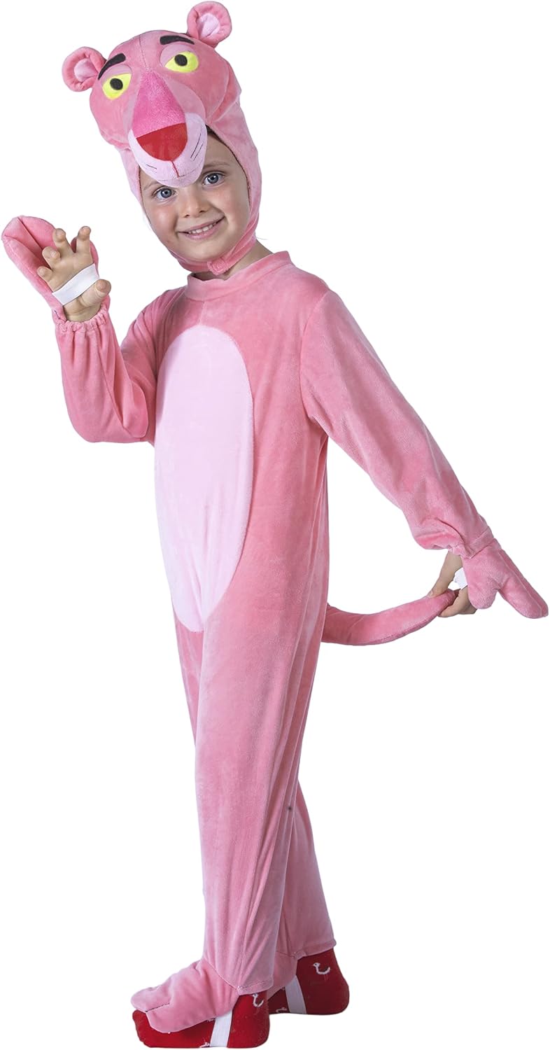 Detalle de Pink Panther pluszowy kostium dziecięcy 5–7 lat z czapką i odpinanym ogonem