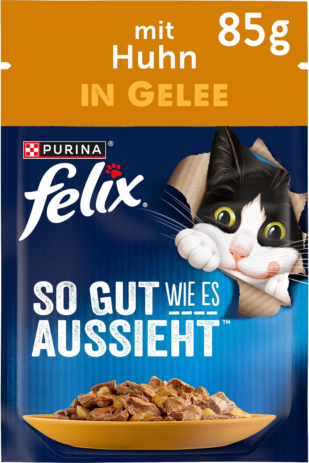 Detalle de Felix So gut wie es aussieht Nassfutter mit Hühnchen in Gelee – 26x85 g