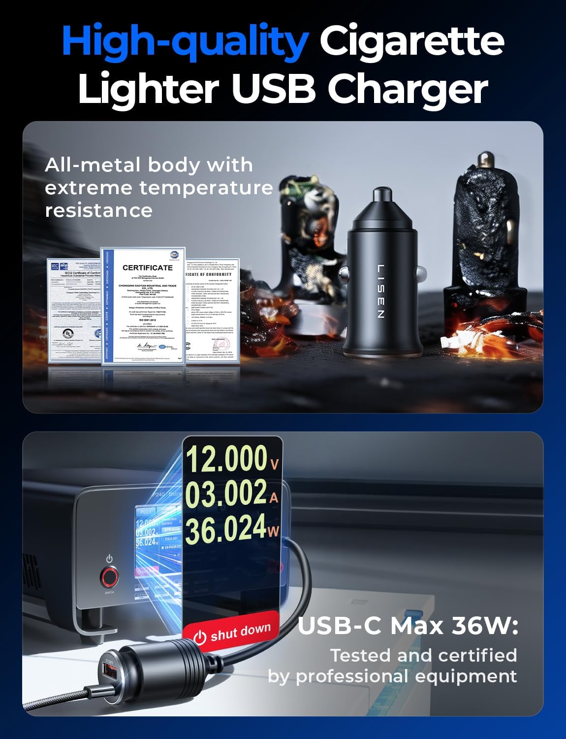 Thumbnail 5 de LISEN Car Charger 69W USB‑C for iPhone