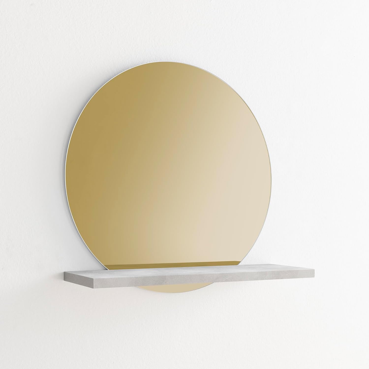 Detalle 2 de ARHome Specchio Tondo Bronzato con Mensola, 60 x 60 x 22 cm – Bianco Opaco, Made in Italy