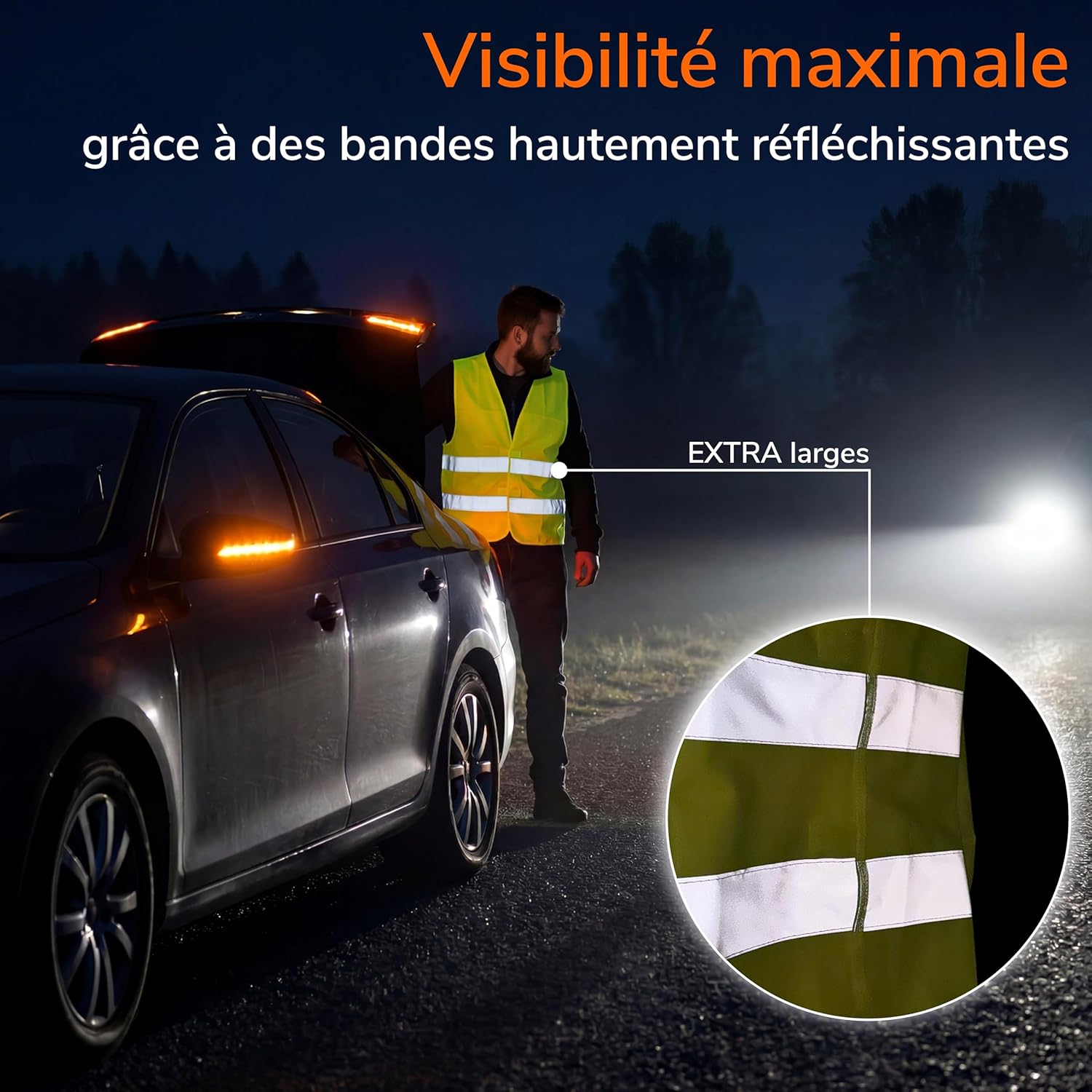 Detalle de Upgrade4cars Gilet de Sécurité réfléchissant EN 20471 – 4 pièces jaunes taille universelle