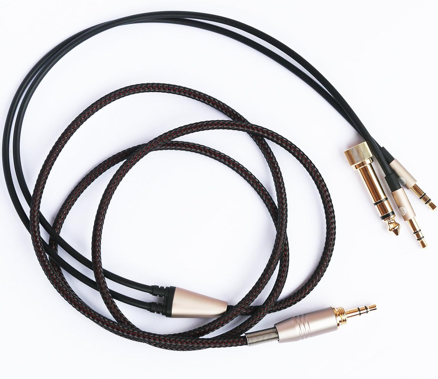 Detalle 2 de NEW NEOMUSICIA T1PB4XXSJ-300-FBA ヘッドホン交換ケーブル 3m・編組・6.35mmアダプター付き