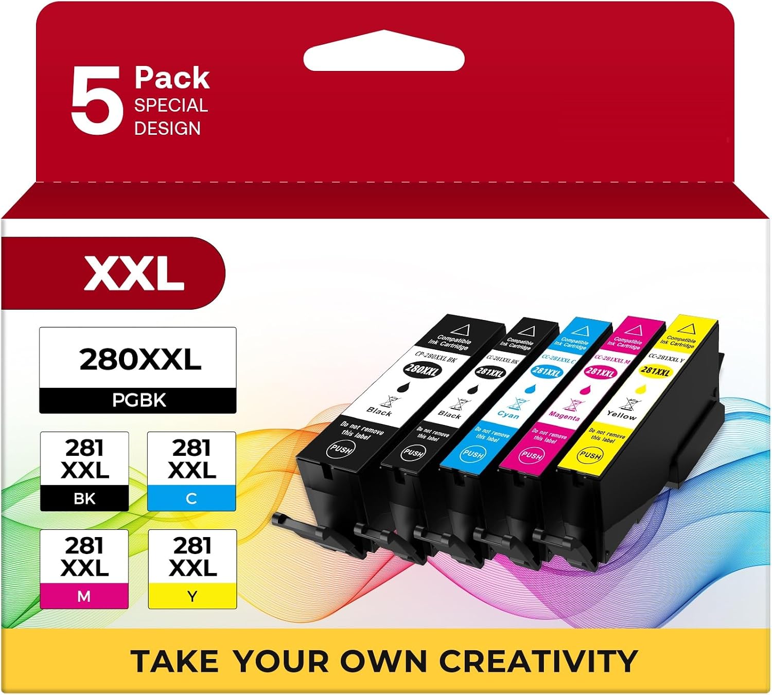 Detalle de PGI-280 XXL/CLI-281 XXL Ink Cartridge 5-Color Pack