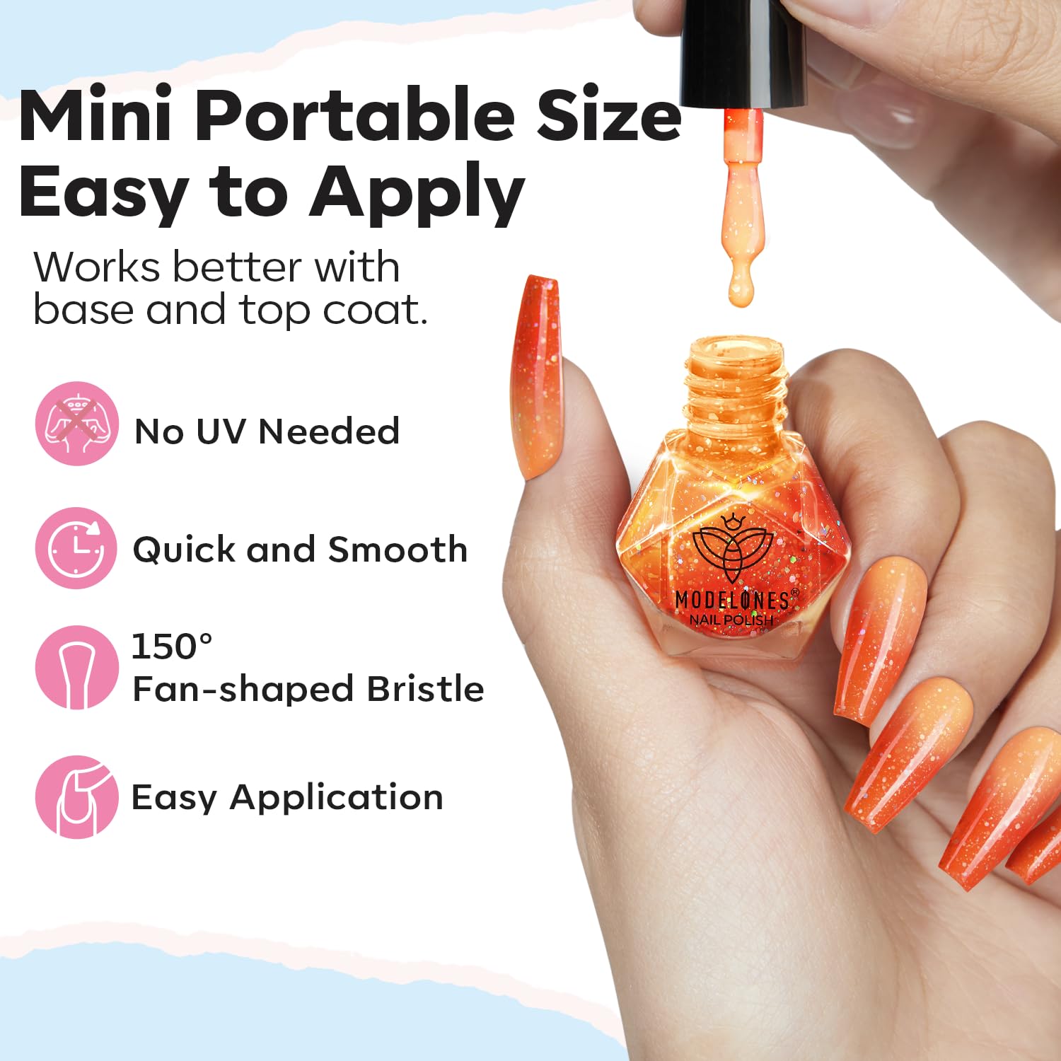 Detalle de modelones Color Changing Nail Polish Set, 6-Color Temperature-Reacting Quick-Dry Nail Kit