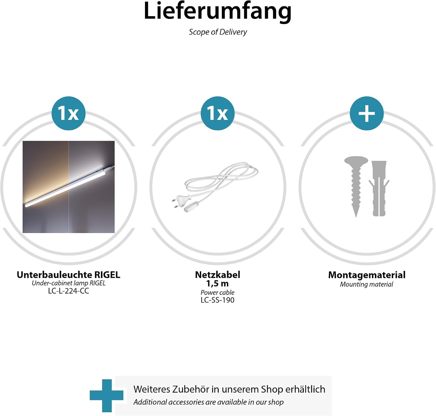 Thumbnail 6 de LED Unterbauleuchte Rigel – einstellbare Farbtemperatur, 87 cm, Stecksystem