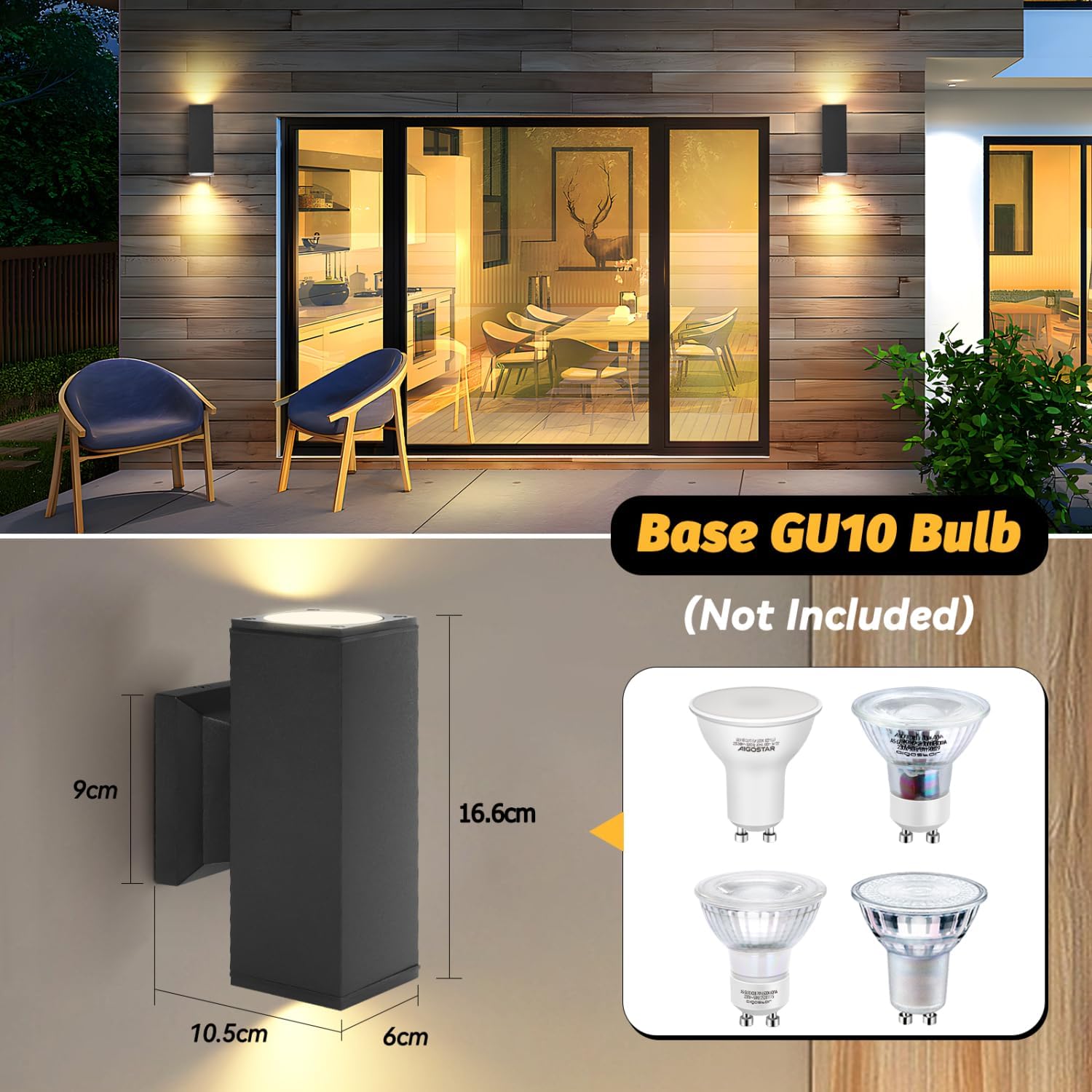 Detalle 2 de Aigostar Aplique Exterior/Interior IP65 GU10 – 4 piezas