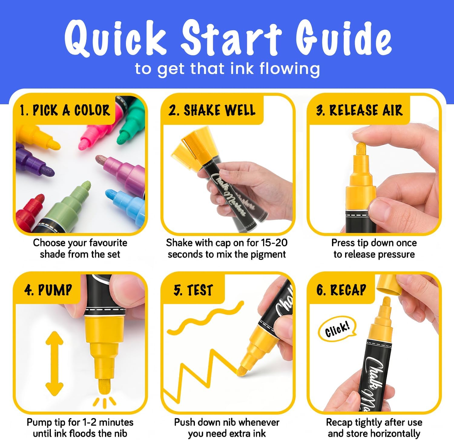 Thumbnail 6 de Chalkola Liquid Chalk Pens (Pack of 40) – Neon, Pastel & Metallic Wipeable Markers with 6mm Reversible Tip