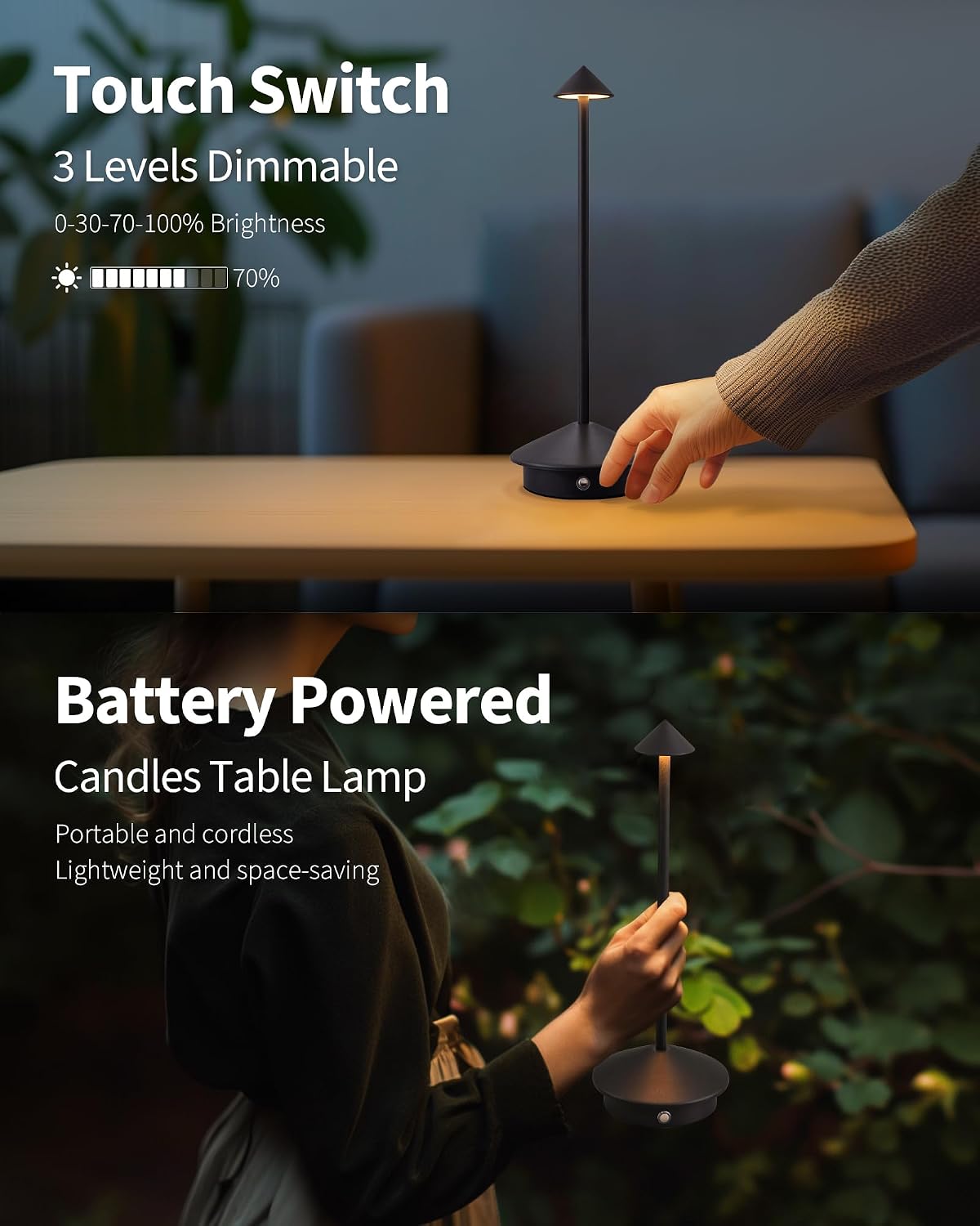 Detalle 2 de NEWSEE Modern Cordless Table Lamp 5000mAh 🛋