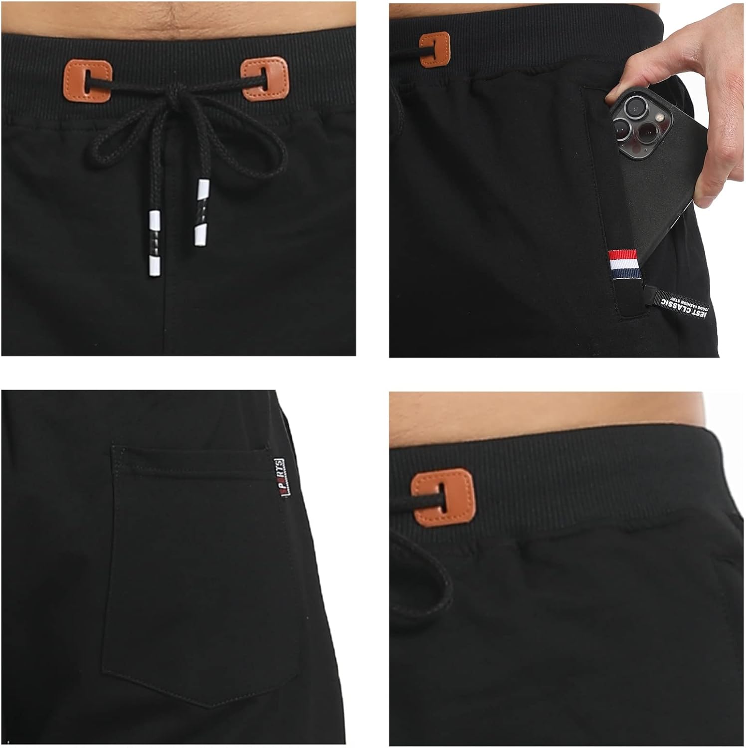 Detalle 2 de ZOXOZ Kurze Hosen Herren Shorts Sports Baumwolle mit Reißverschluss Elastische Taille