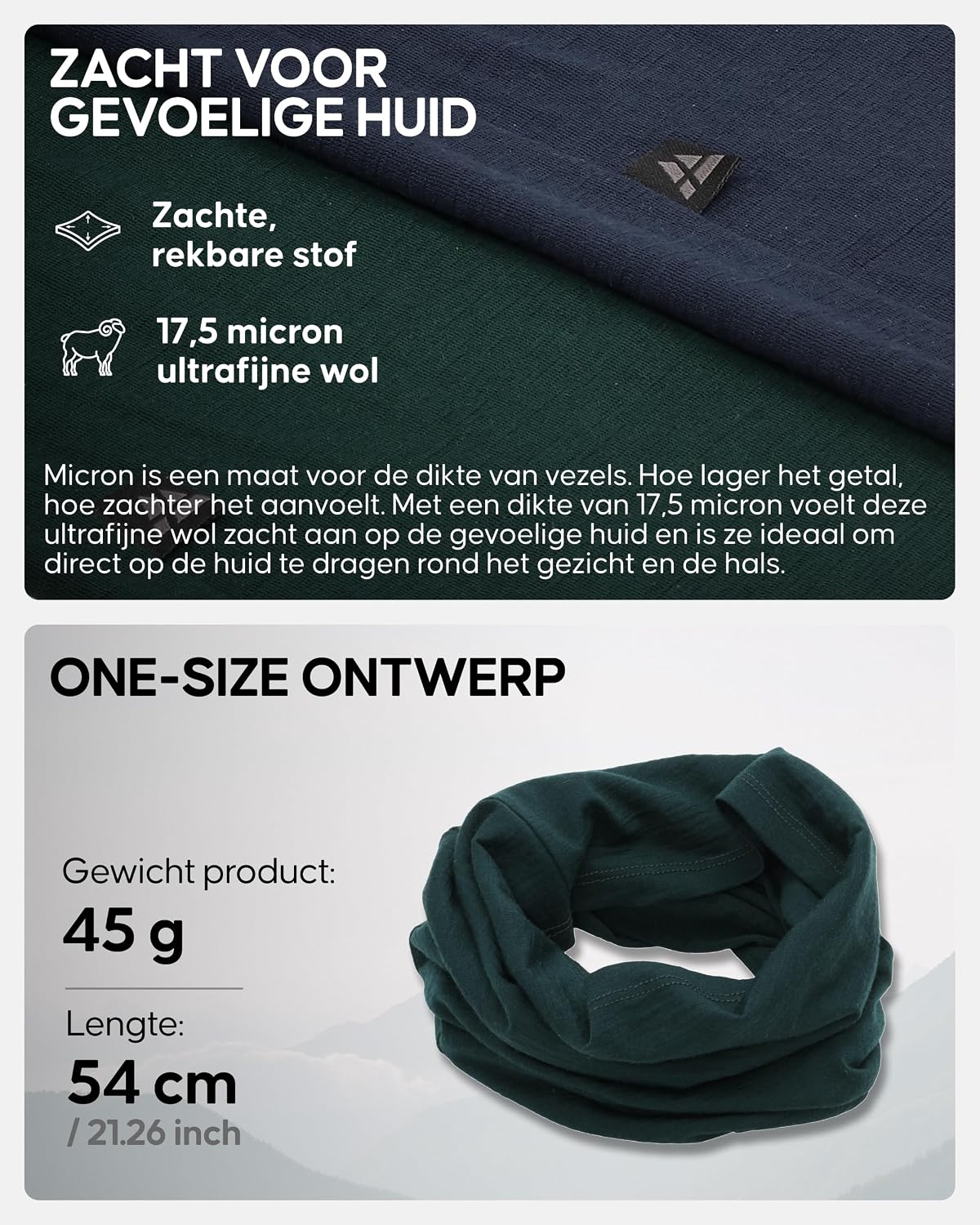 Detalle de DANISH ENDURANCE 100% Merino nekwarmer, 160 g/m², ademend en multifunctioneel