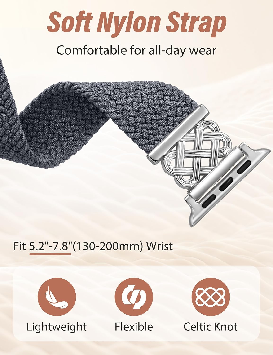 Detalle 2 de TOYOUTHS U71-LQ-AWB333-001 Braided Apple Watch Band with Magnetic Clasp