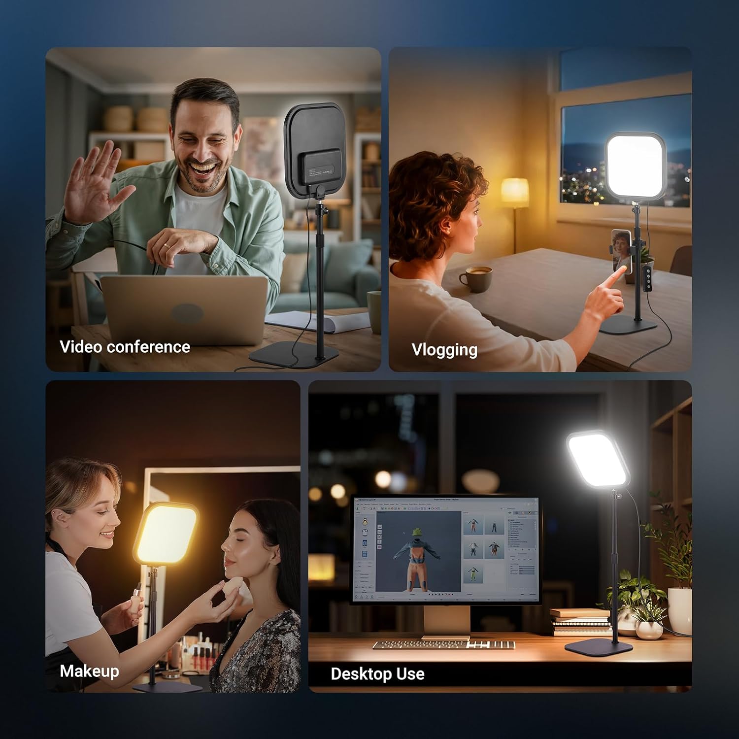 Thumbnail 6 de NEEWER Basics 10.8" Video Conference Lighting with Desk Stand & Phone Holder (15W Bi-Colour, CRI95+)