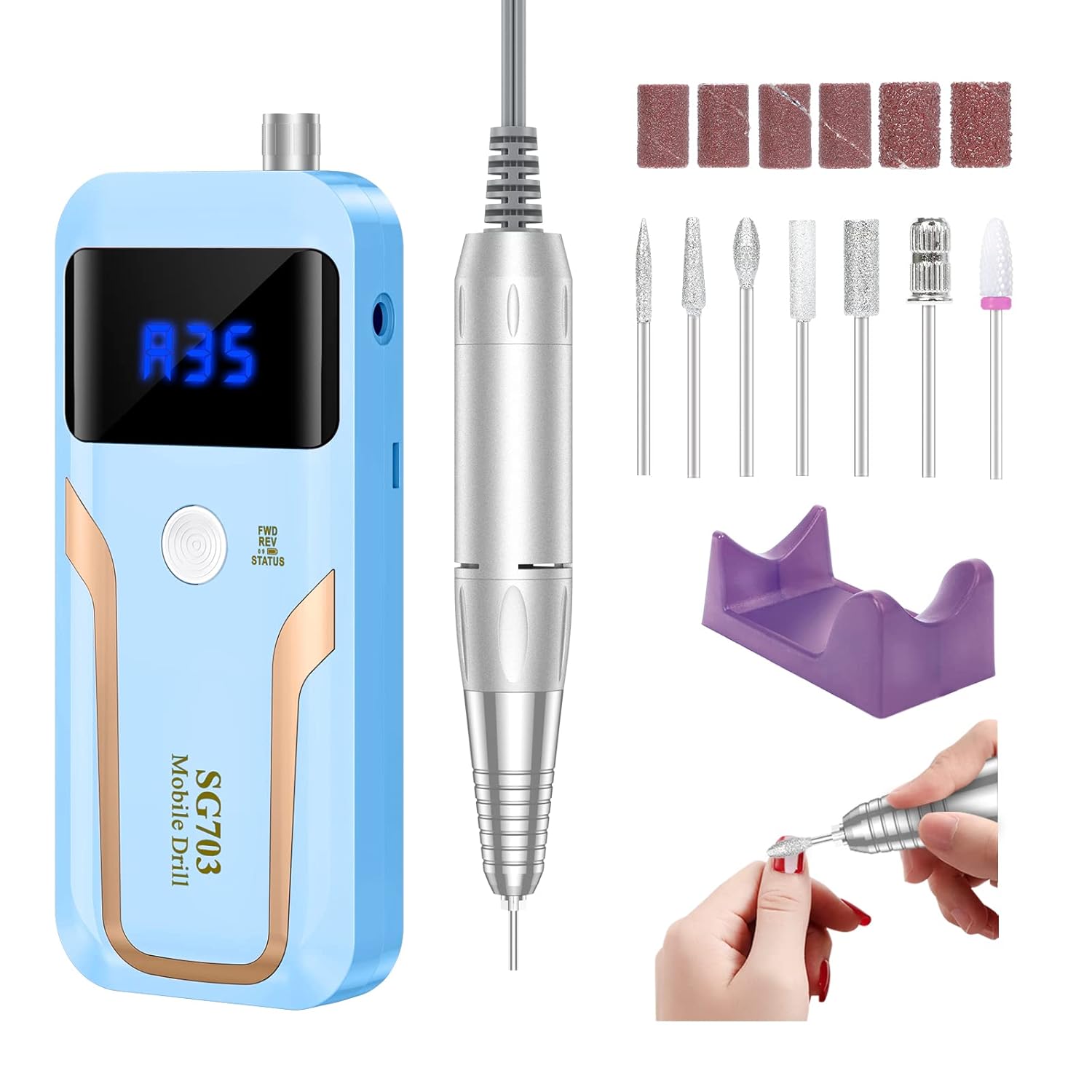 Detalle de Portable Nail Drill Professional 35000 RPM 💅