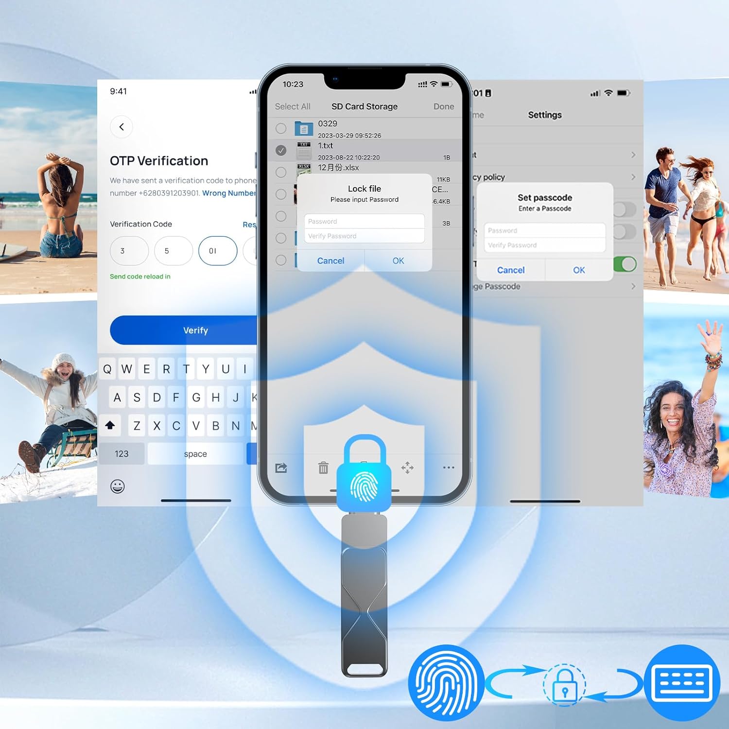 Detalle de USB-Stick für iPhone 512GB: MFi-zertifiziert, Lightning 3-in-1 externes Speichern