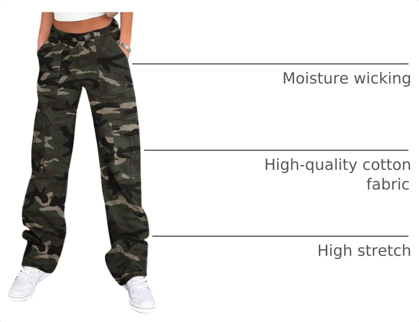 Thumbnail 3 de Lepunuo Women's Cargo Pants, High-Waisted Wide Leg with 6 Pockets