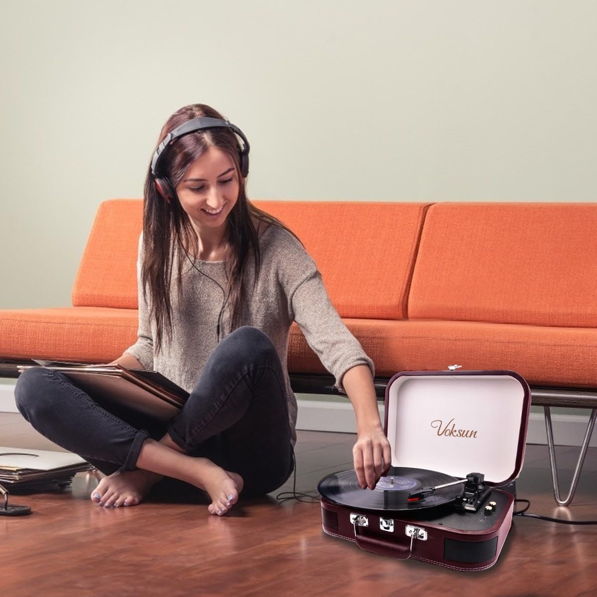 Thumbnail 6 de VOKSUN S300 platenspeler met ingebouwde luidsprekers en USB-opname
