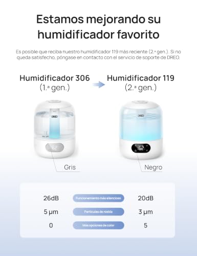 Thumbnail 7 de DREO Silencioso Humidificador para Bebés 3L con Sensor de Humedad – Blanco hielo