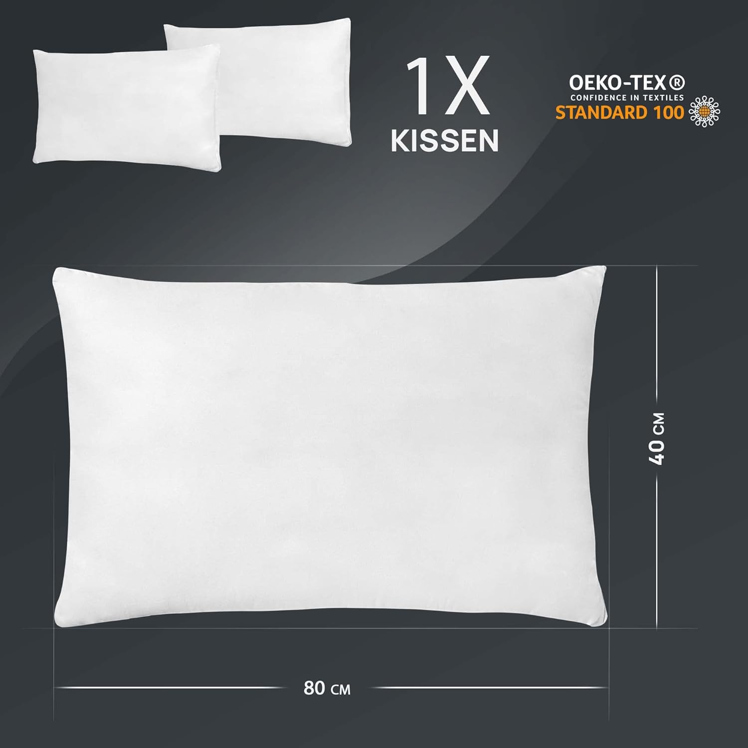 Detalle de LILENO HOME Federkissen 40x80 cm (1. Set) – Federkernkopf- und Schlafkissen mit 600 g Füllung
