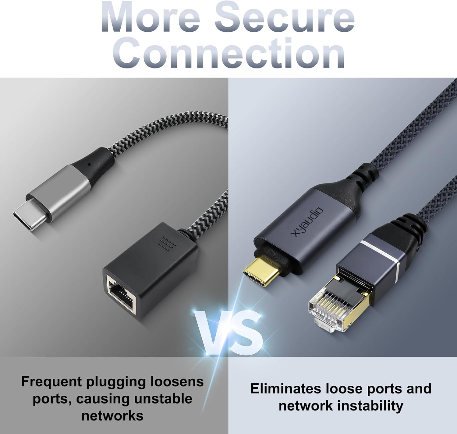 Thumbnail 6 de xyaudio USB-C to Ethernet Cable: Slim Gigabit LAN Adapter for Mac, iPad, and Galaxy Laptops