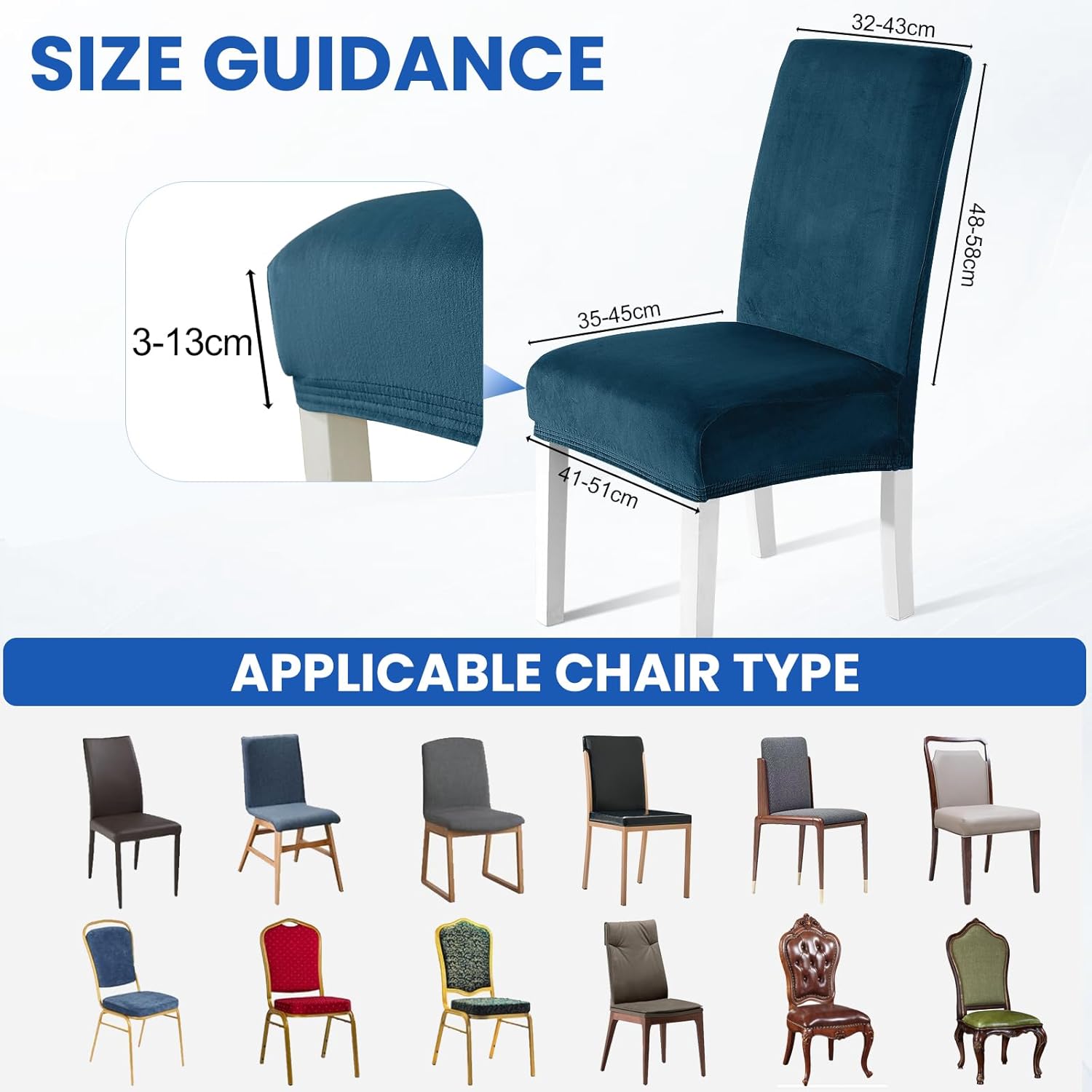 Thumbnail 2 de Ystyle Housse de Chaise Velours 4 Pièces – Housse Universelle Extensible, Bleu Paon