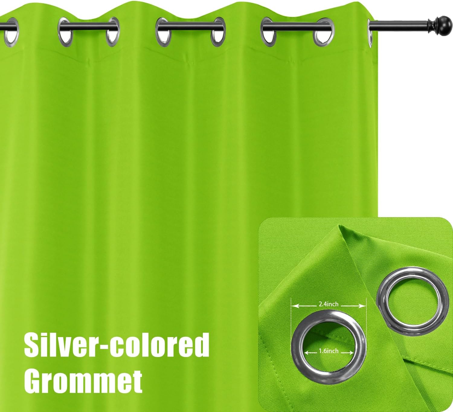 Detalle 2 de BONZER Outdoor Curtains for Patio: Waterproof, Thick Privacy Grommet Curtains in Green, 54W x 84L (1 Panel)