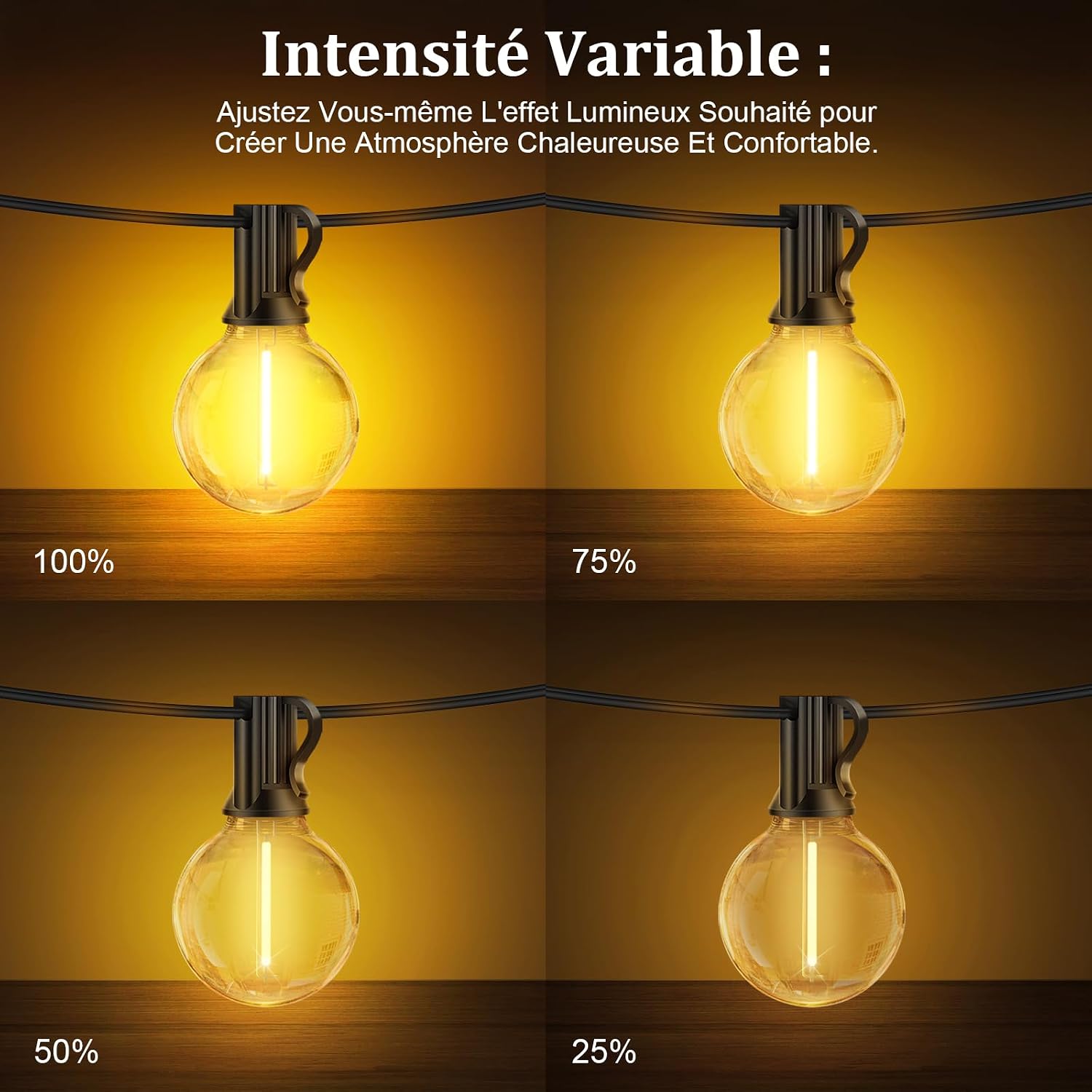 Thumbnail 2 de Guirlande lumineuse Guinguette Exterieur - 20M G40 LED Exterieure Ampoules | JEYMORKEY