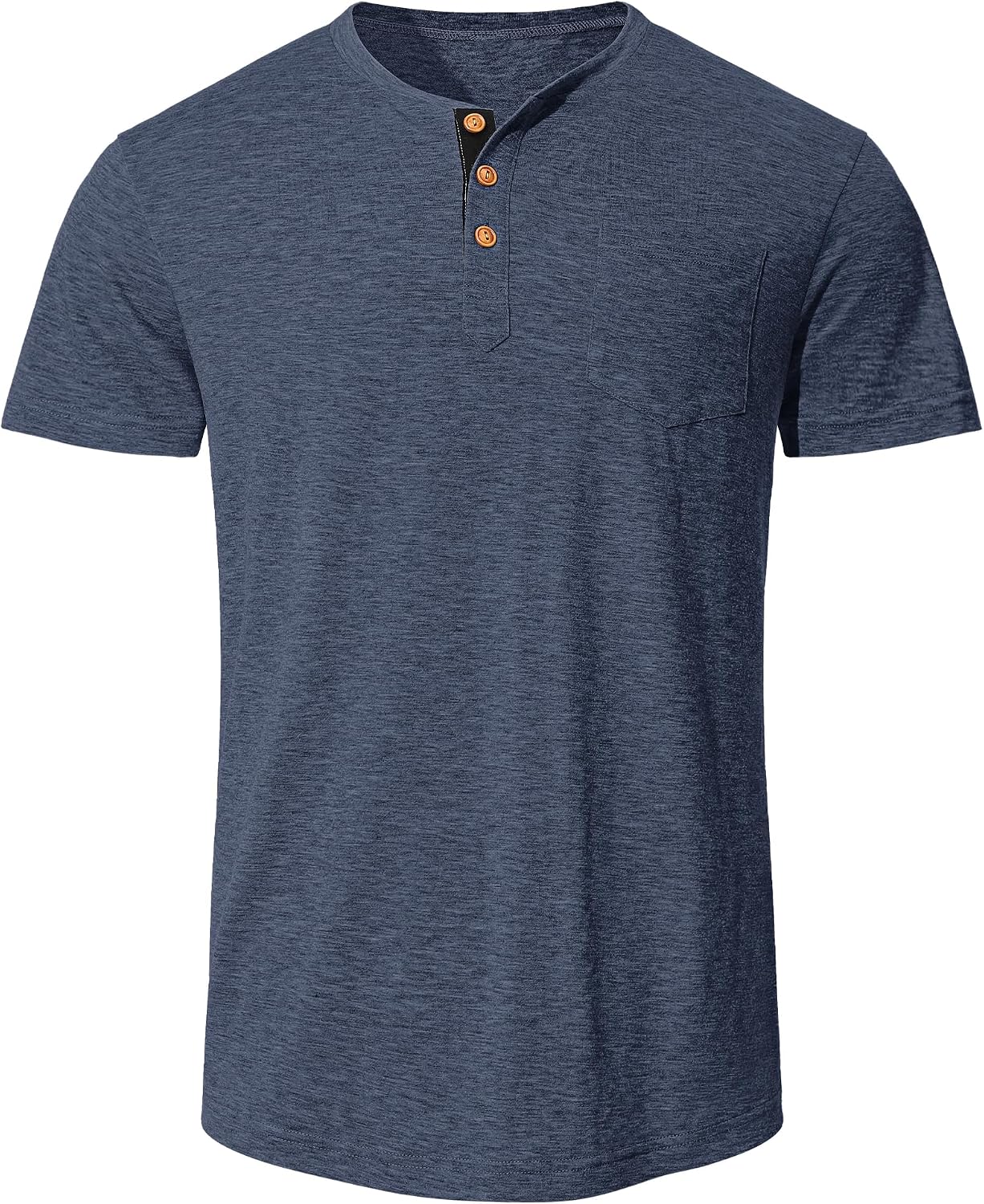 Detalle de TARAINYA Henley T-Shirt Uomo in Cotone con Tasche – 95% Cotone 5% Elastano, Maniche Corte, Collo Henley, Taglie M–4XL