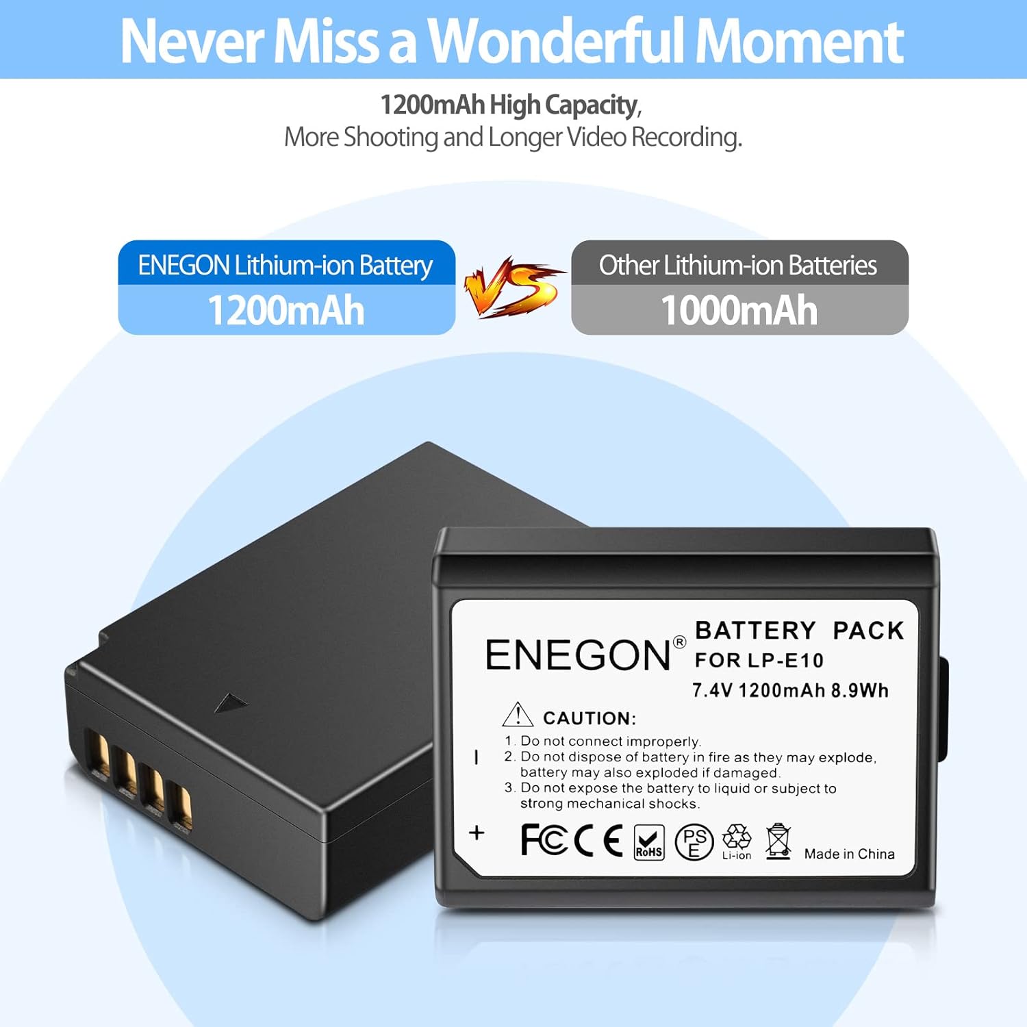 Detalle 2 de ENEGON LP-E10 Batería 1200 mAh (2 unidades)