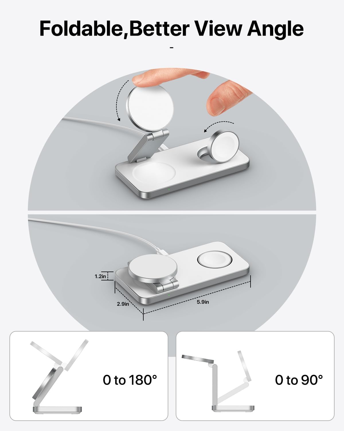 Thumbnail 3 de EXW 3 in 1 Magnetic Wireless Charging Station with MagSafe Alignment (20W Adapter Included) – White