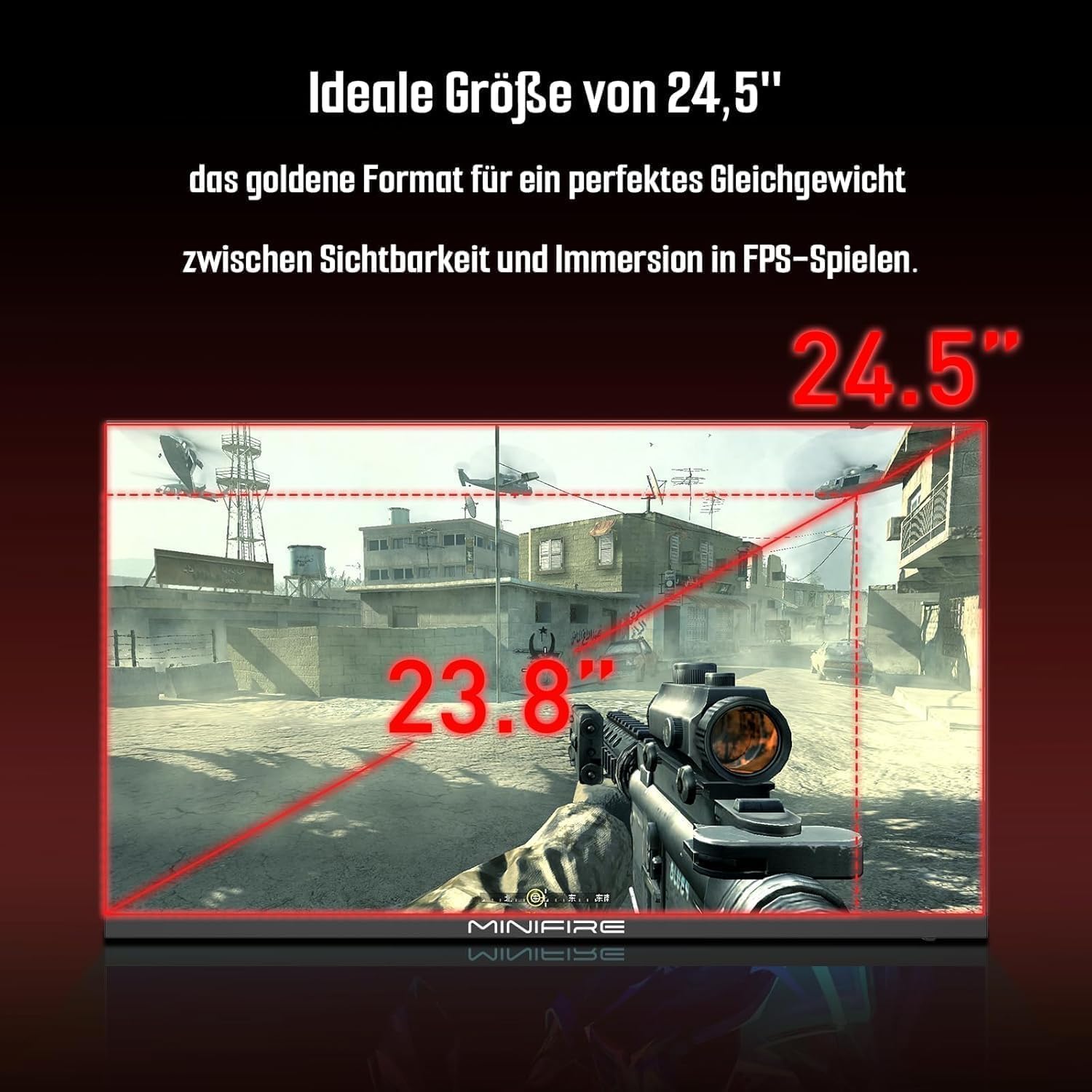 Thumbnail 3 de Minifire Gaming Monitor MFG25X1 PRO (24,5 Zoll, FHD, IPS, 240/300 Hz, 1 ms, FreeSync, HDR Ready)