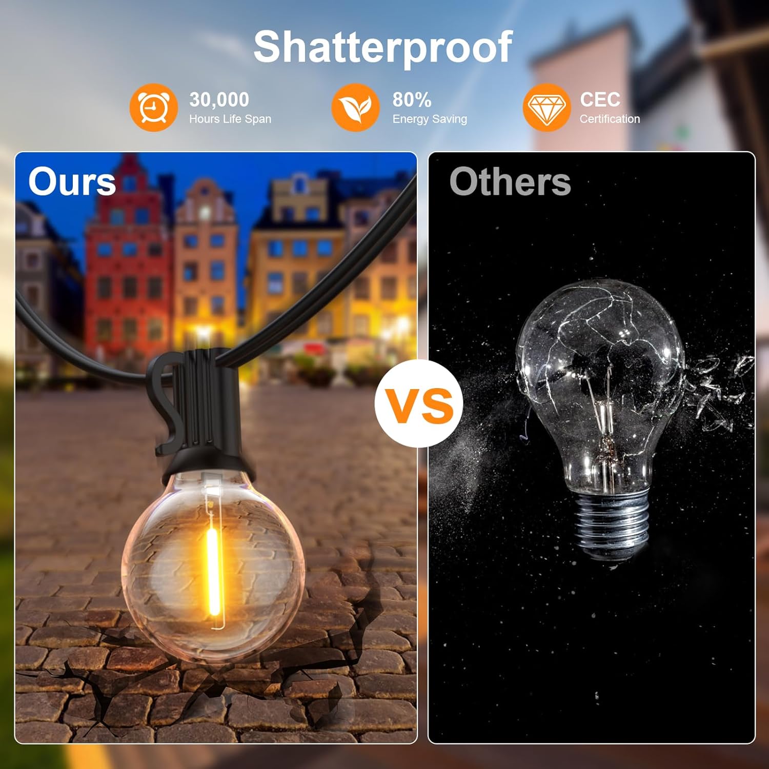 Thumbnail 4 de GPATIO LED-Lichterkette für außen 45 m mit 75+2 G40-Glühbirnen (IP45, 24 V)