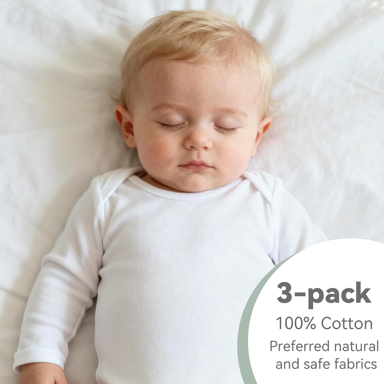 Thumbnail 4 de Wocharm long sleeve baby bodysuit vests (3-pack) in cotton for boys and girls