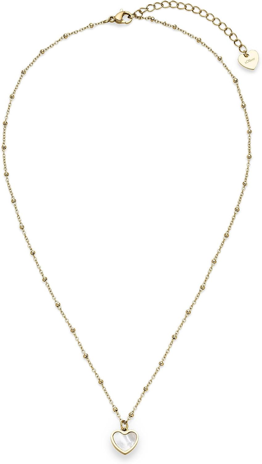 Detalle de s.Oliver Damen Schmuck – Halskette mit Perlmutt-Herz Anhänger aus Edelstahl, 450 mm, ideal als Geschenk