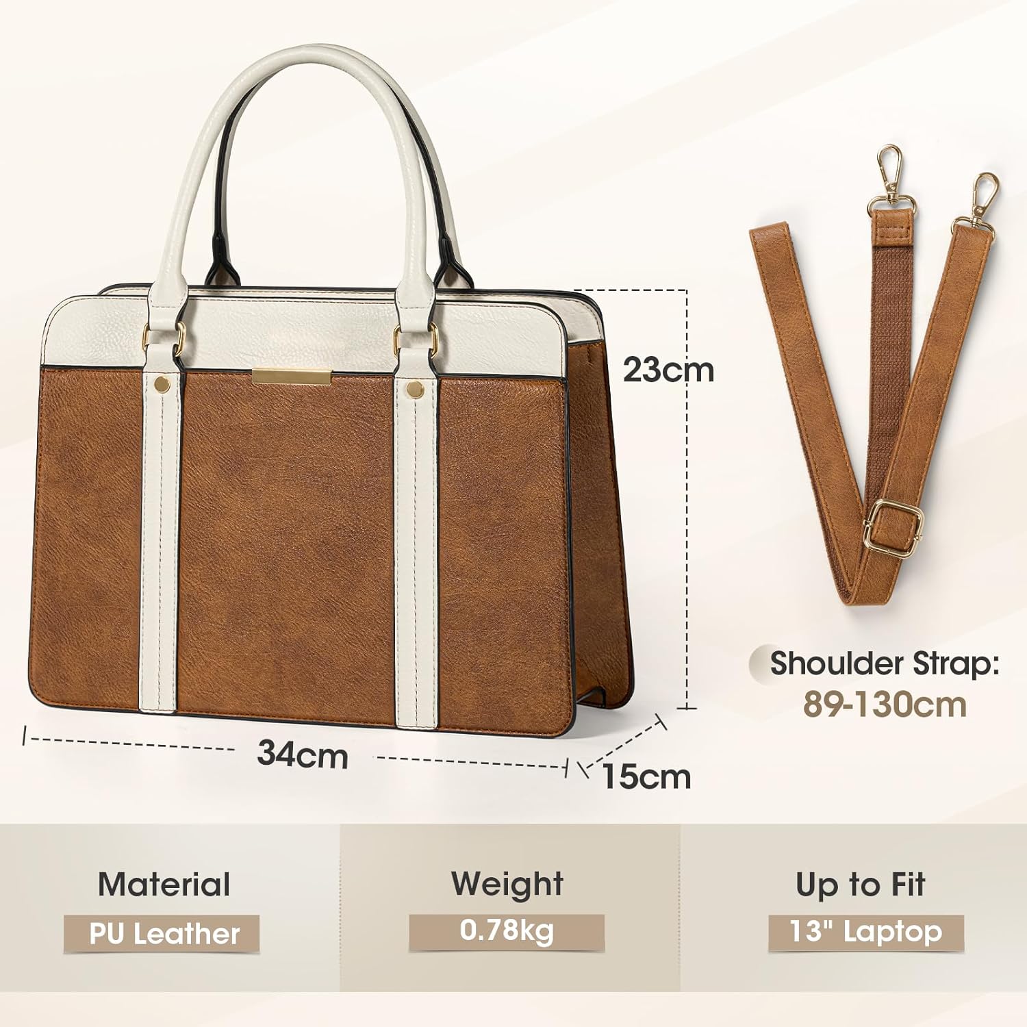 Thumbnail 2 de RAINSMORE 3-Piece Handbag Set for Women (Tote, Crossbody & Coin Purse) with PU Leather Top Handle and Shoulder Strap