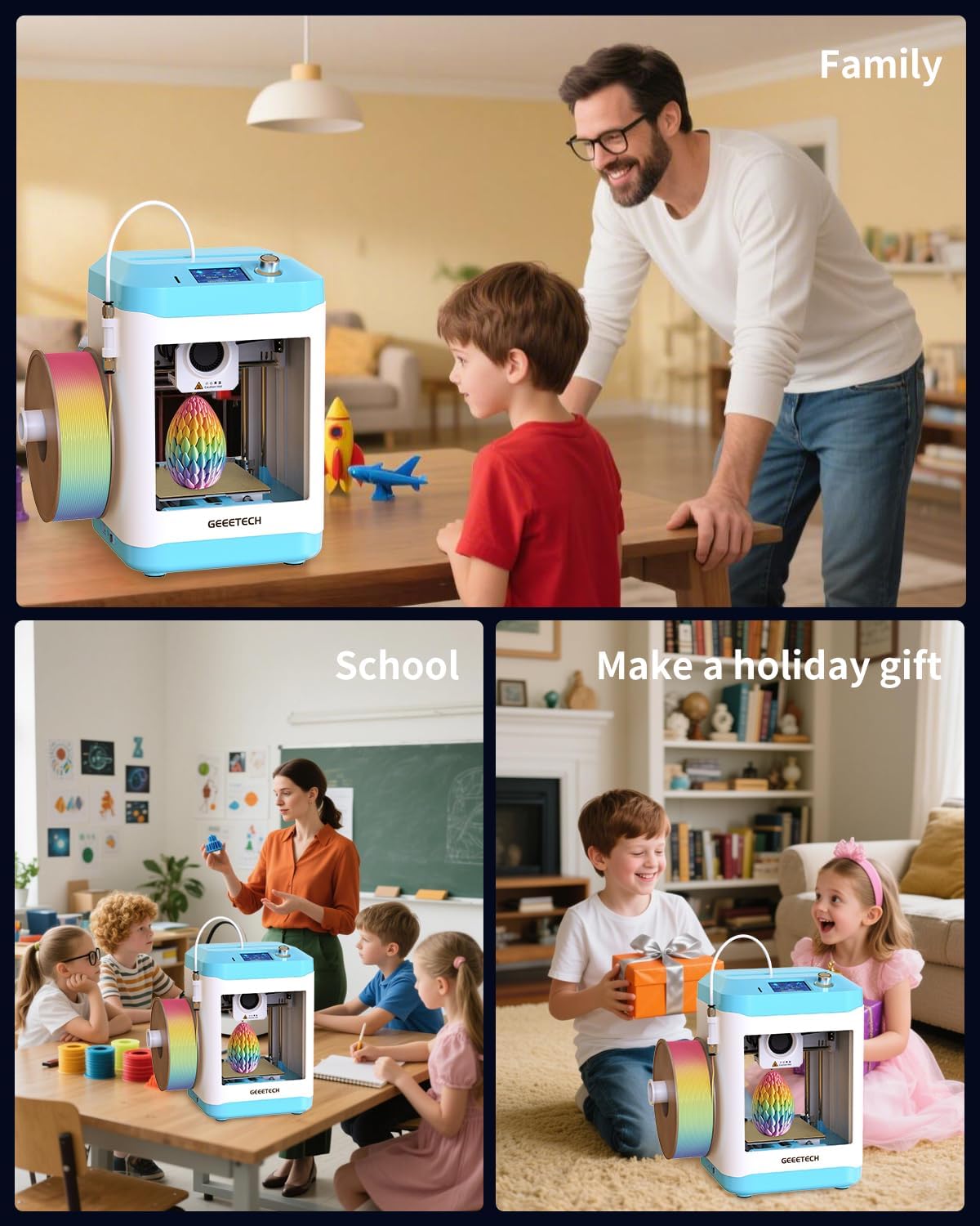 Detalle 2 de XZN Mini 3D Printer for Kids and Beginners, Auto Leveling, 250mm/s