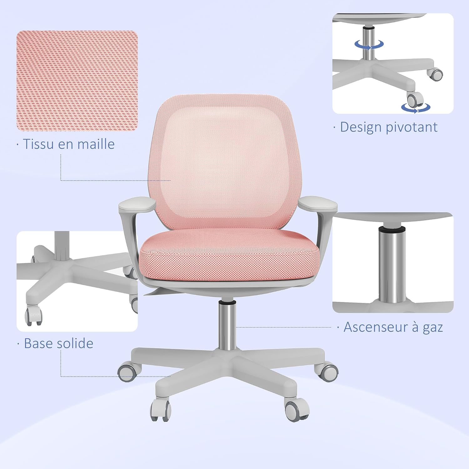 Thumbnail 6 de Vinsetto Fauteuil de Bureau ergonomique Rose