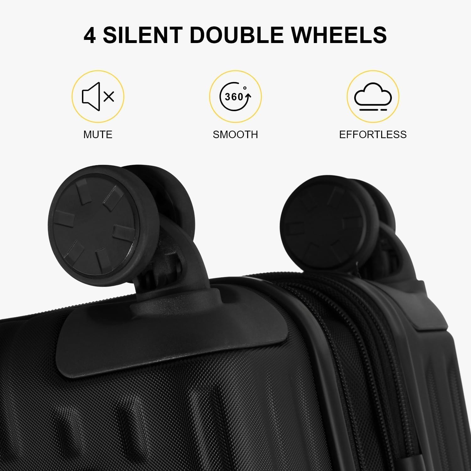 Detalle de LEVEL8 Carry on Suitcase Expandable with 4pc Luggage Organiser Set, 55cm Cabin Spinner with Laptop Compartment (Black)