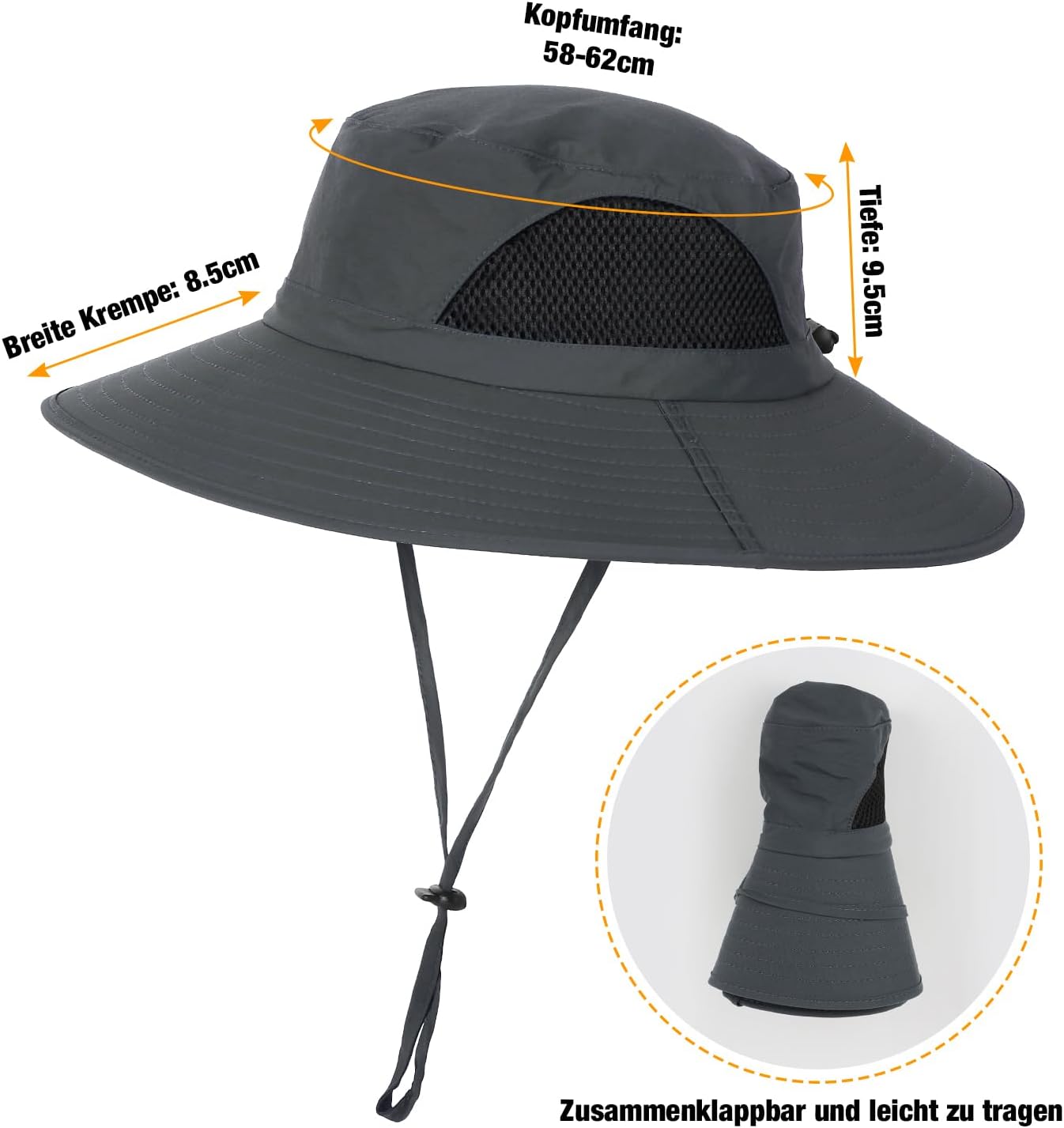 Thumbnail 1 de Wmcaps Sonnenhut mit UV-Schutz (UPF 50+) und breiter Krempe für Outdoor – verstellbar, faltbar