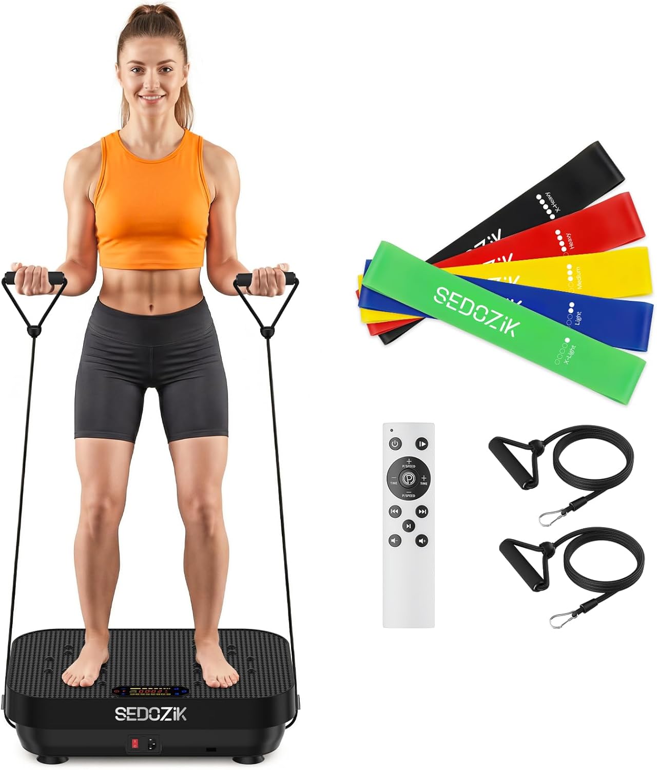 SEDOZIK Vibration Plate Exercise Machine (450 lb Capacity) with Bluetooth, 120 Speeds & Resistance Bands