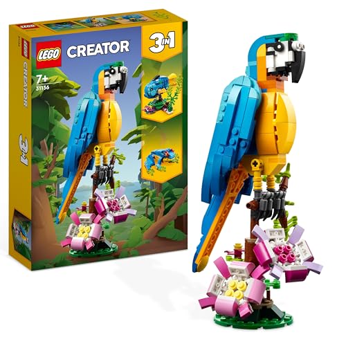 Detalle de LEGO Creator 31136 Pappagallo Esotico 3-in-1: pesce, rana e pappagallo per bambini dai 7 anni
