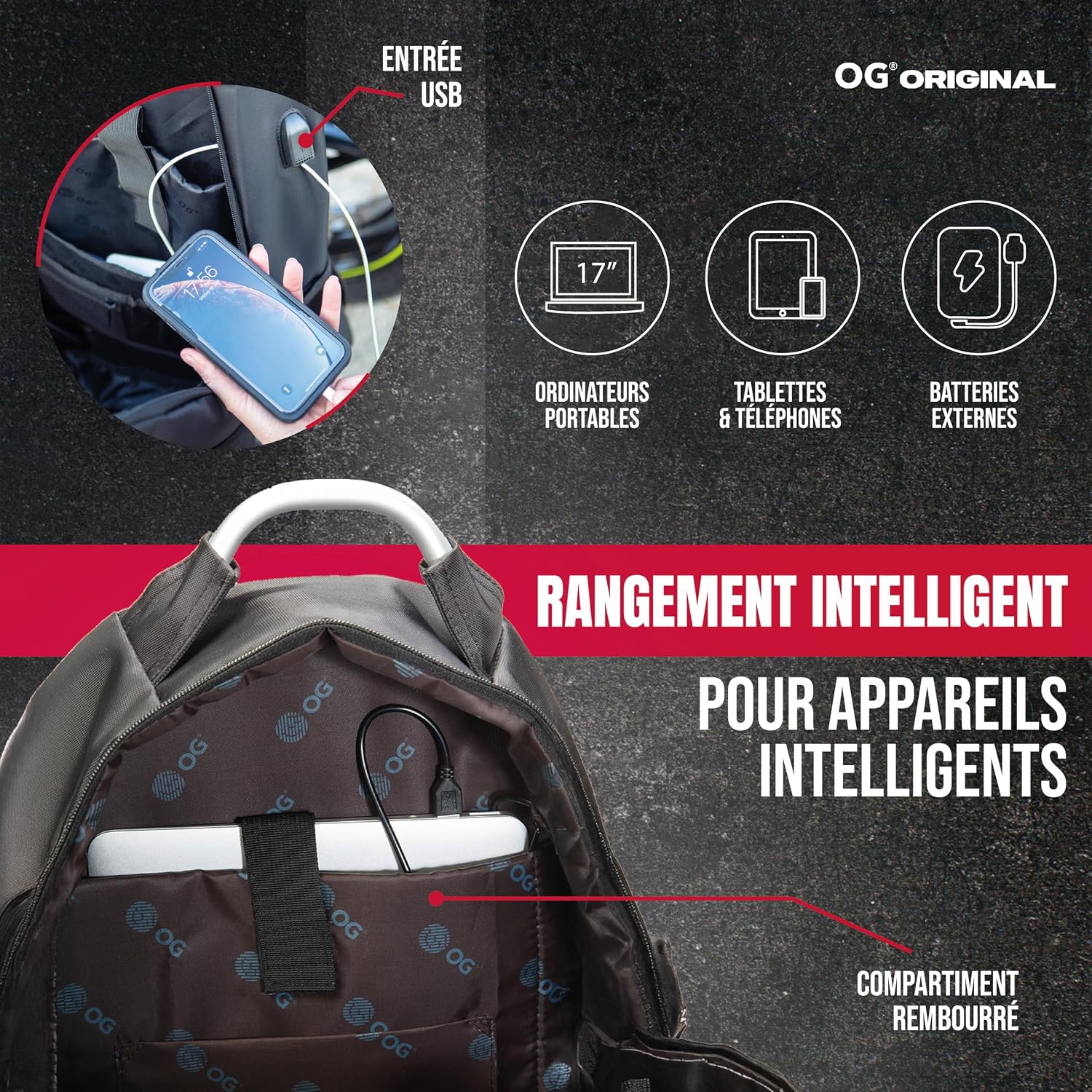 Thumbnail 6 de OG Original GetAway sac à dos moto étanche extensible 35L/45L pour homme, compartiment casque et USB