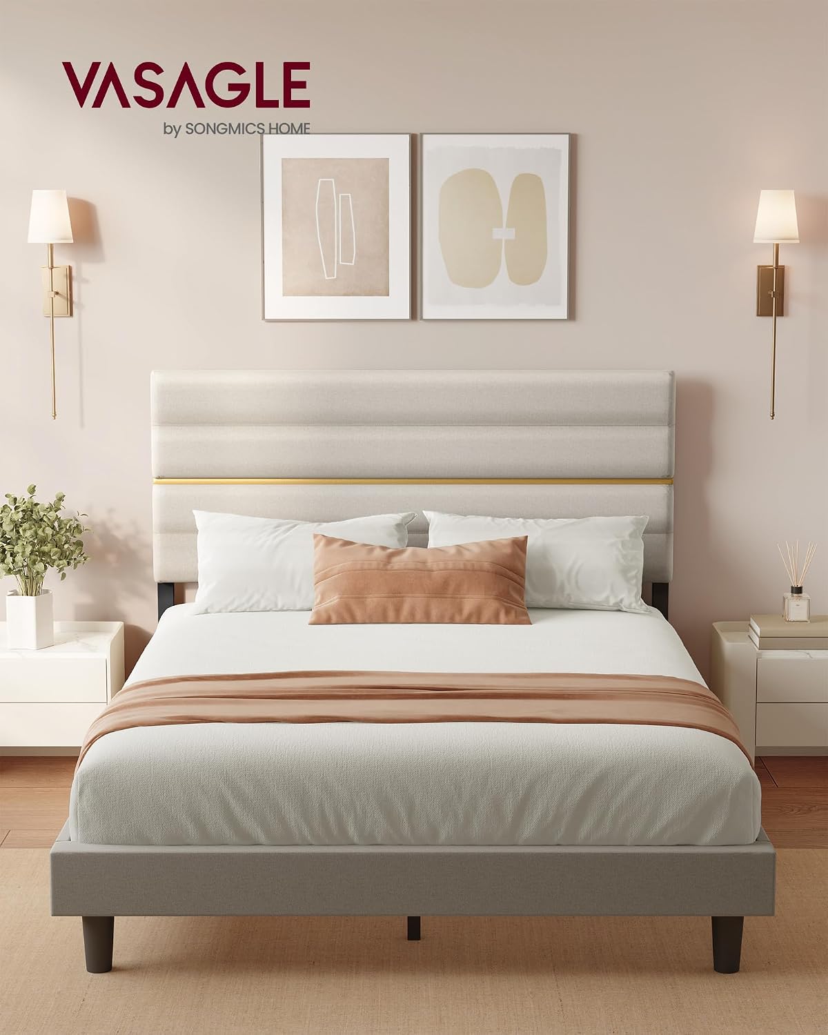 Detalle de VASAGLE RMB505LH01 160 x 200 cm cabecero acolchado