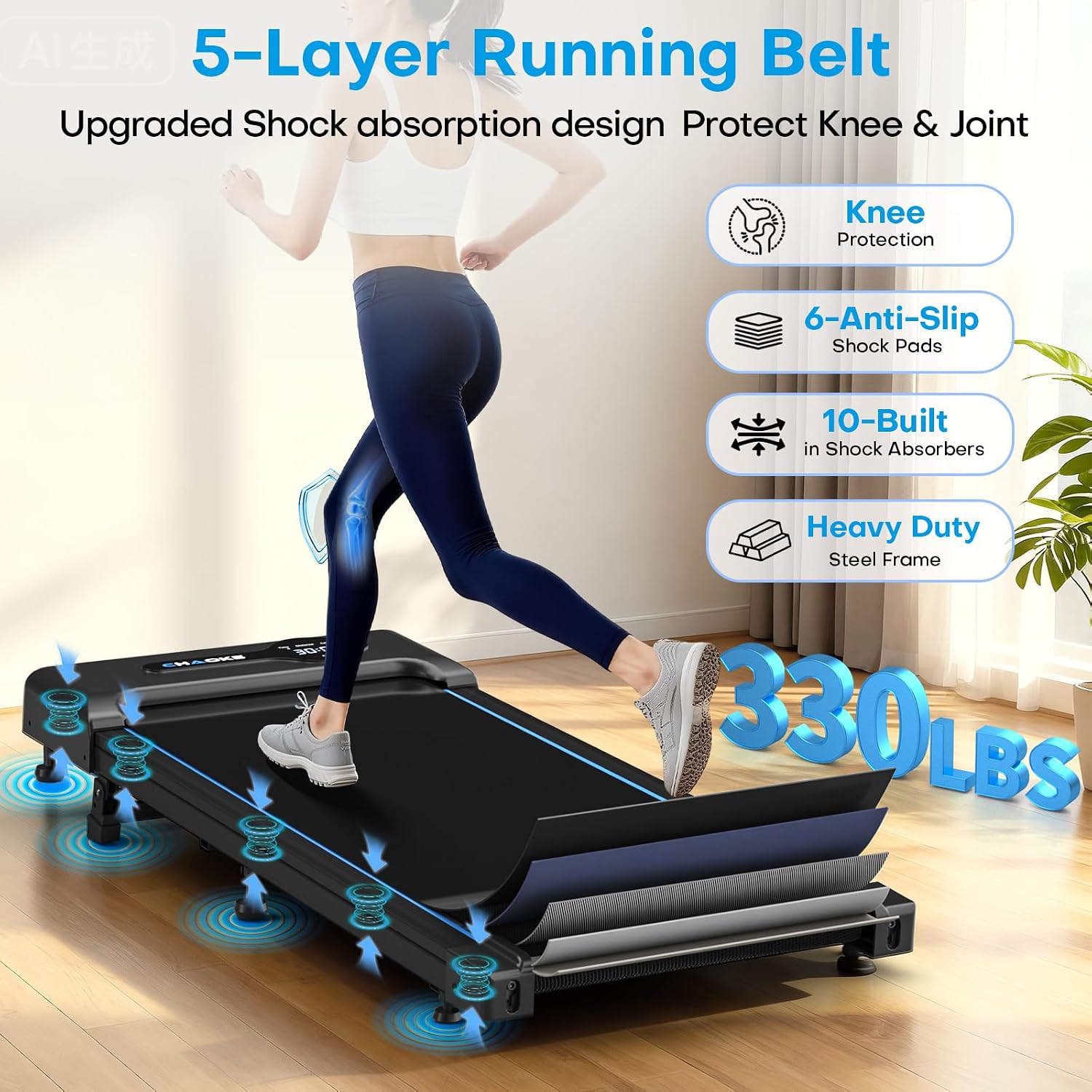 Detalle 2 de CHAOKE Walking Pad Treadmill with 9% Incline