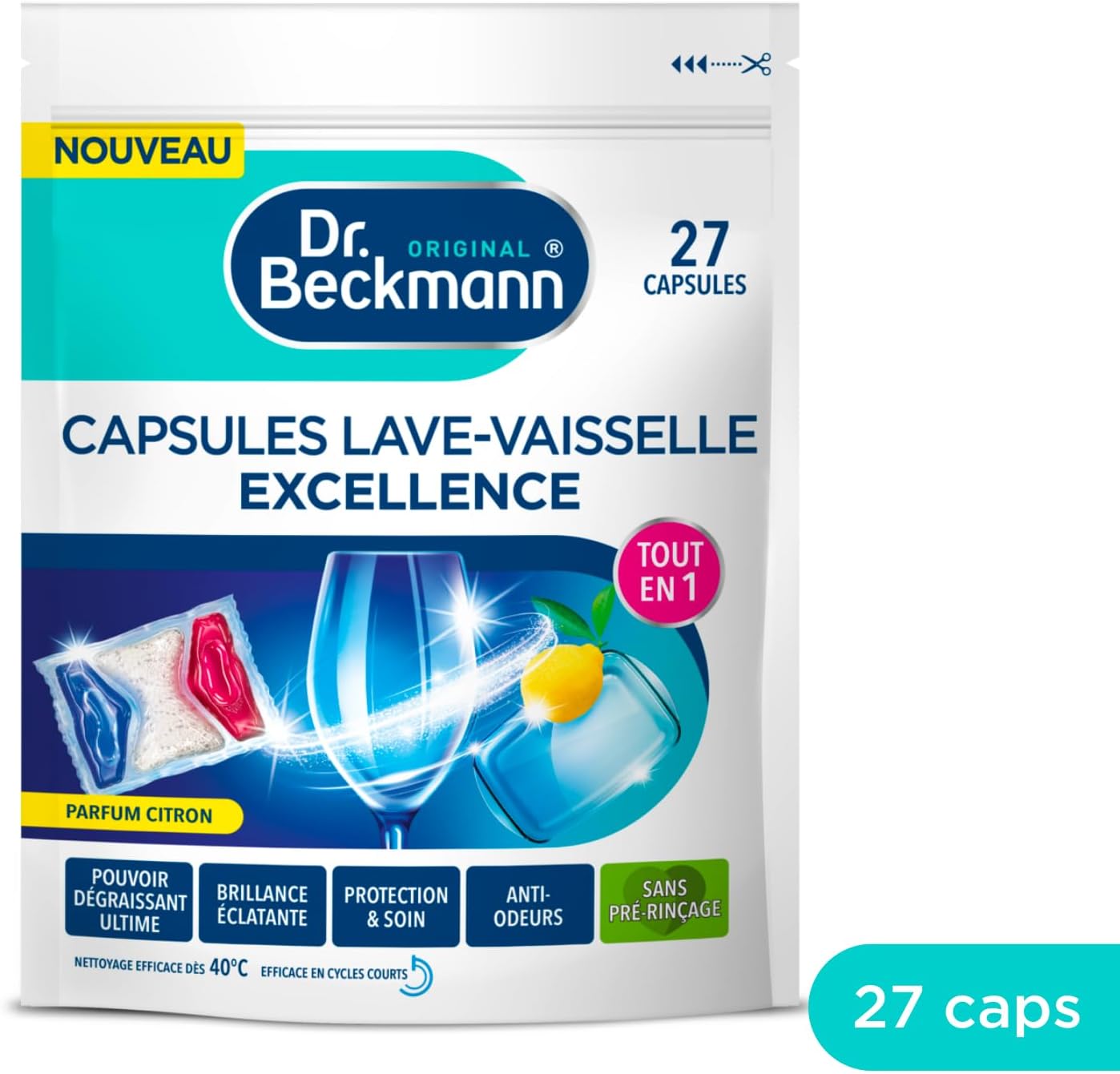 Thumbnail 3 de Dr. Beckmann Capsules Lave-Vaisselle EXCELLENCE Tout en 1 – Pastilles Citron, dégraissant et brillance