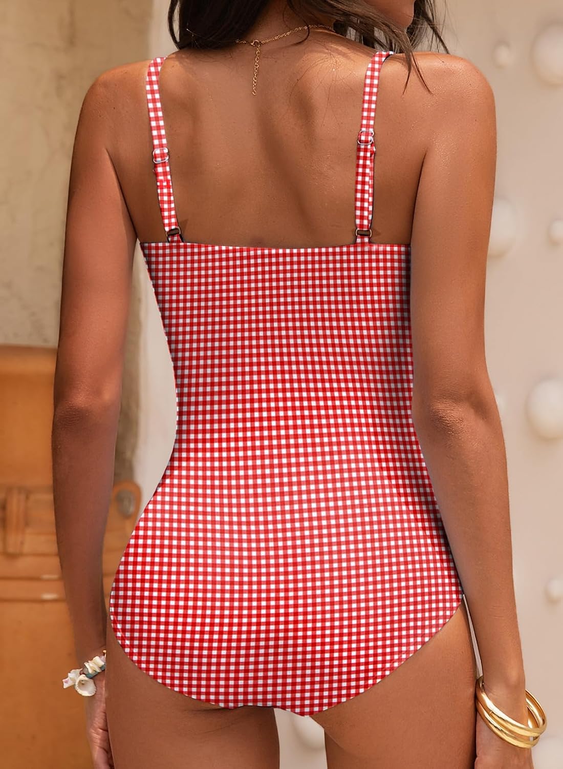 Detalle de Herseas Women's One Piece Swimsuit with Knotted Front and Tummy Control