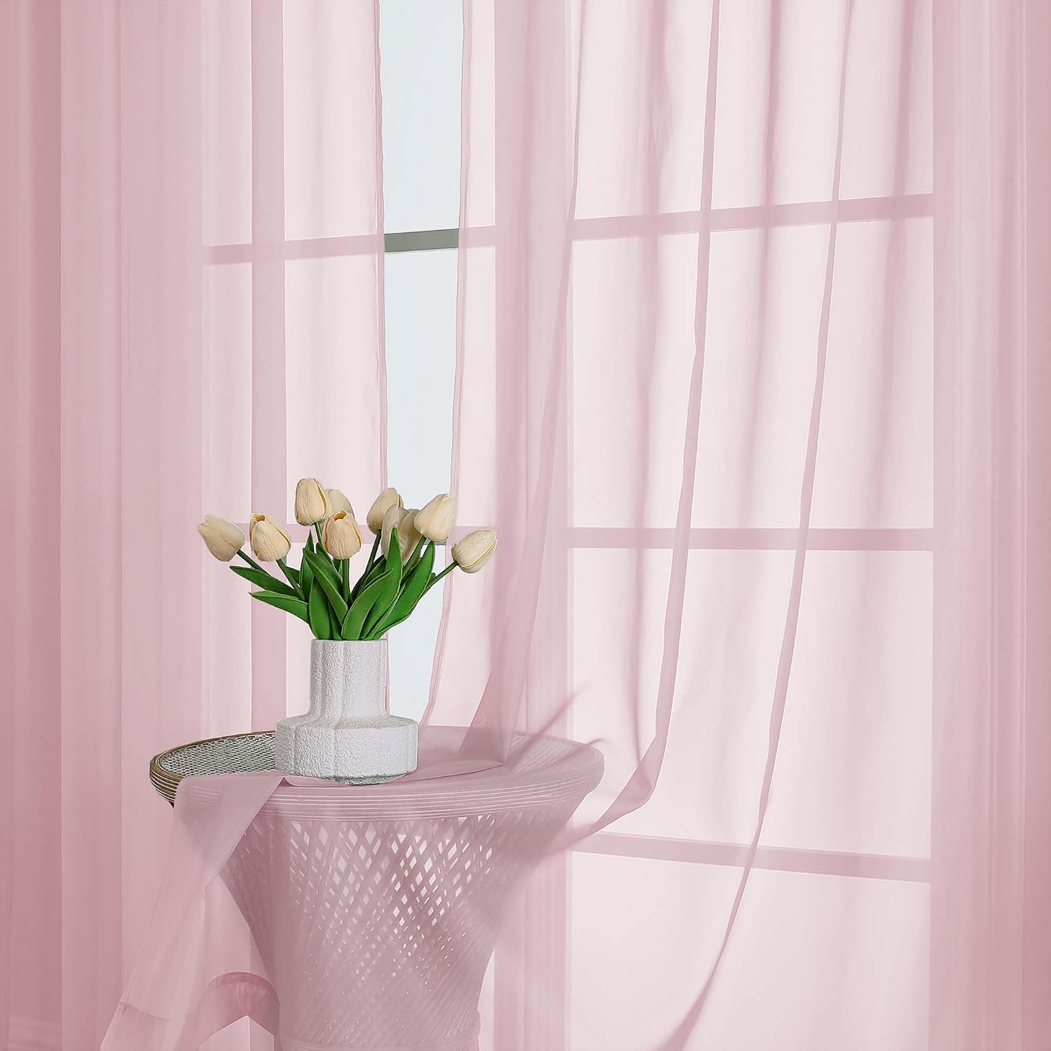 Thumbnail 5 de OWENIE Blush Sheer Curtains, 120-Inch Rod-Pocket Panels, 2-Pack