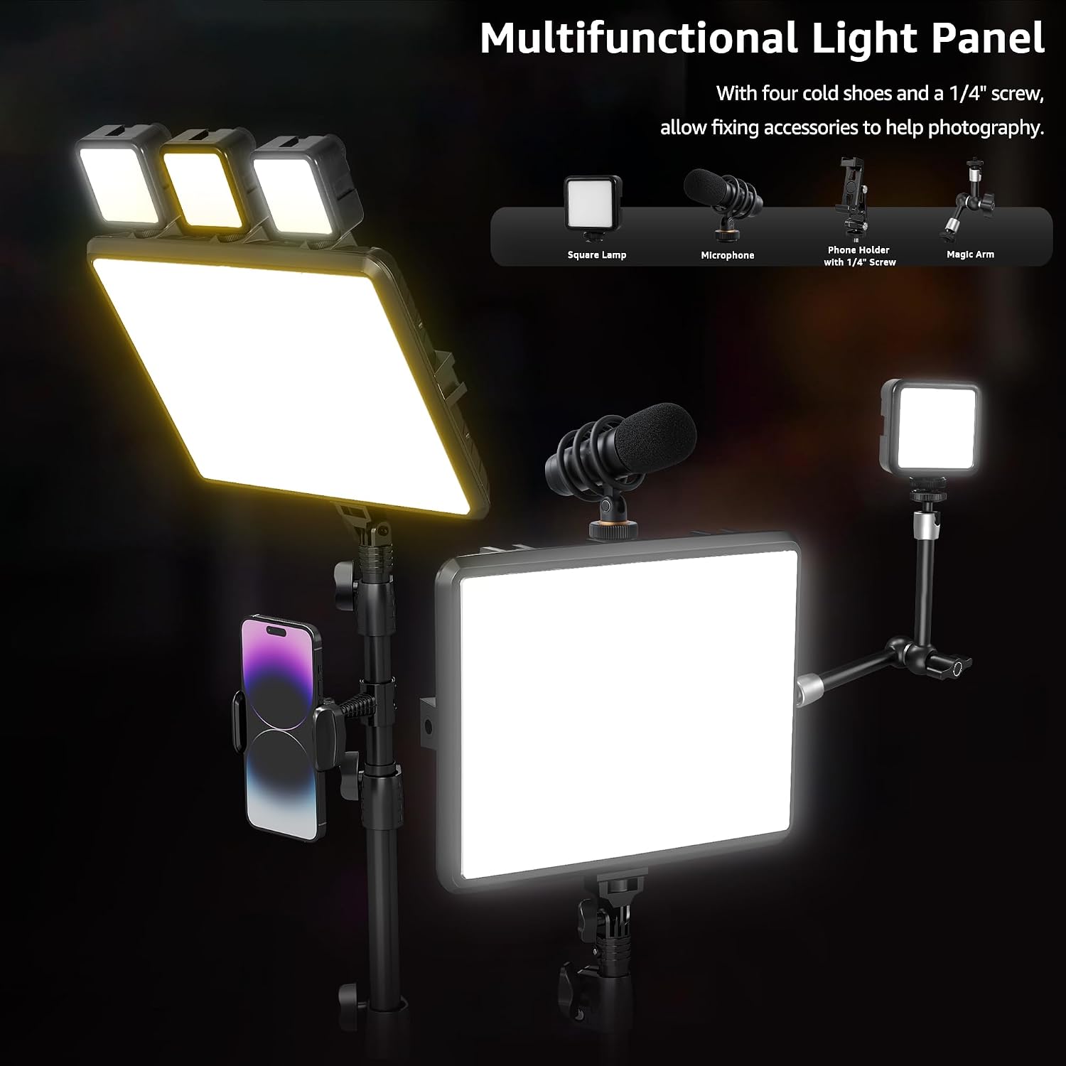 Thumbnail 6 de NiceVeedi 2-Pack 15W LED Studio Video Light