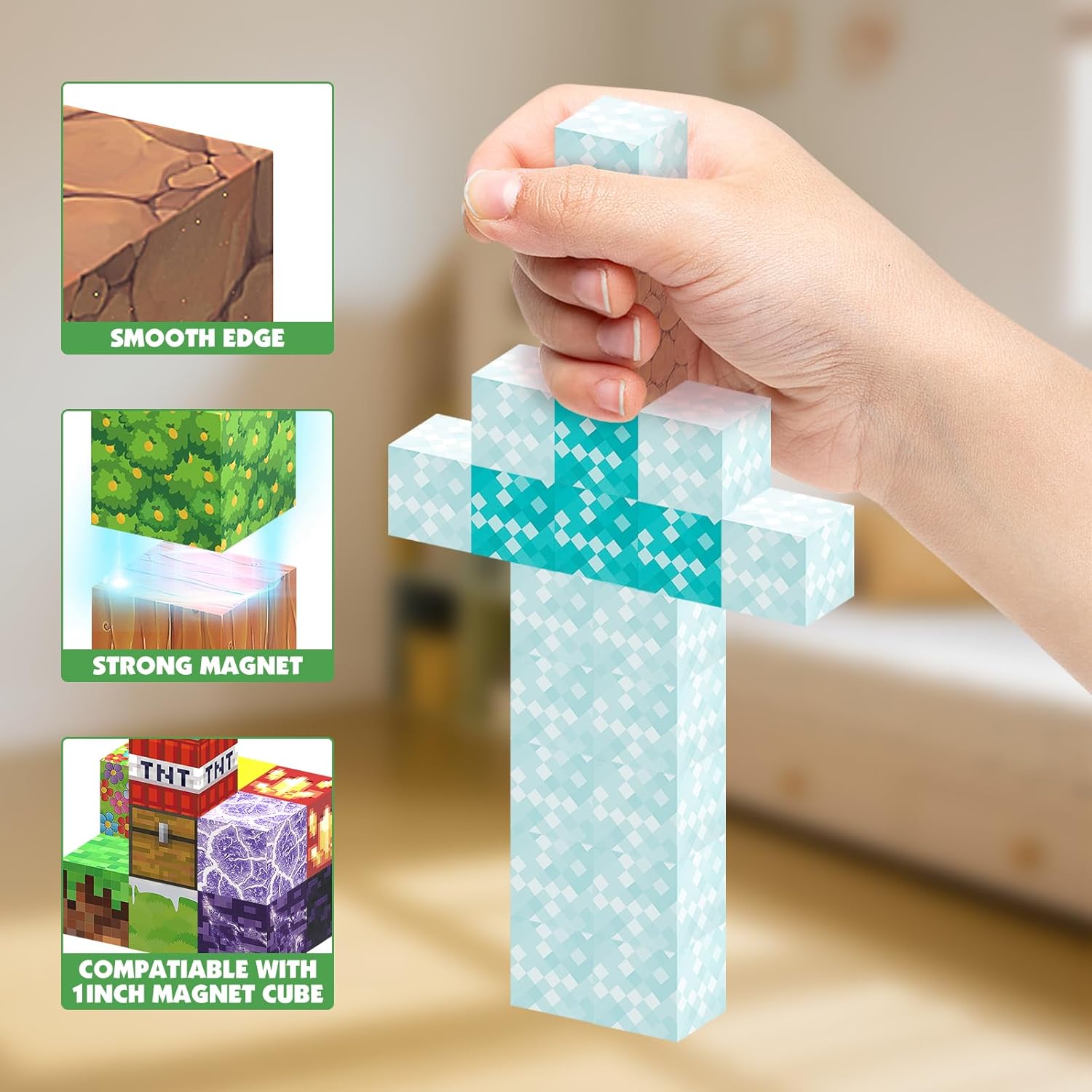 Thumbnail 6 de MEDMHSMA 150 Teile Magnetische Bausteine – 2,5 cm Würfel, 3D Oberwelt Bausteine für Jungen und Mädchen ab 3 Jahren